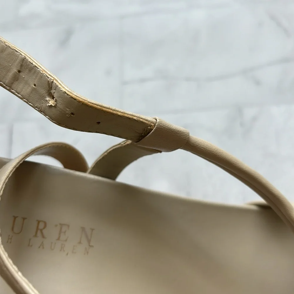 Lauren Ralph Lauren Strappy Leather Cork Wedges (Size 7.5)